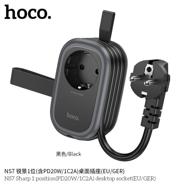 NS7 Sharp 1 position(PD20W/1C2A) desktop socket(EU/GER)