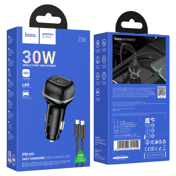 Z58, CAR CHARGER PD 30W,FAST CHARGING,USB C TO IP